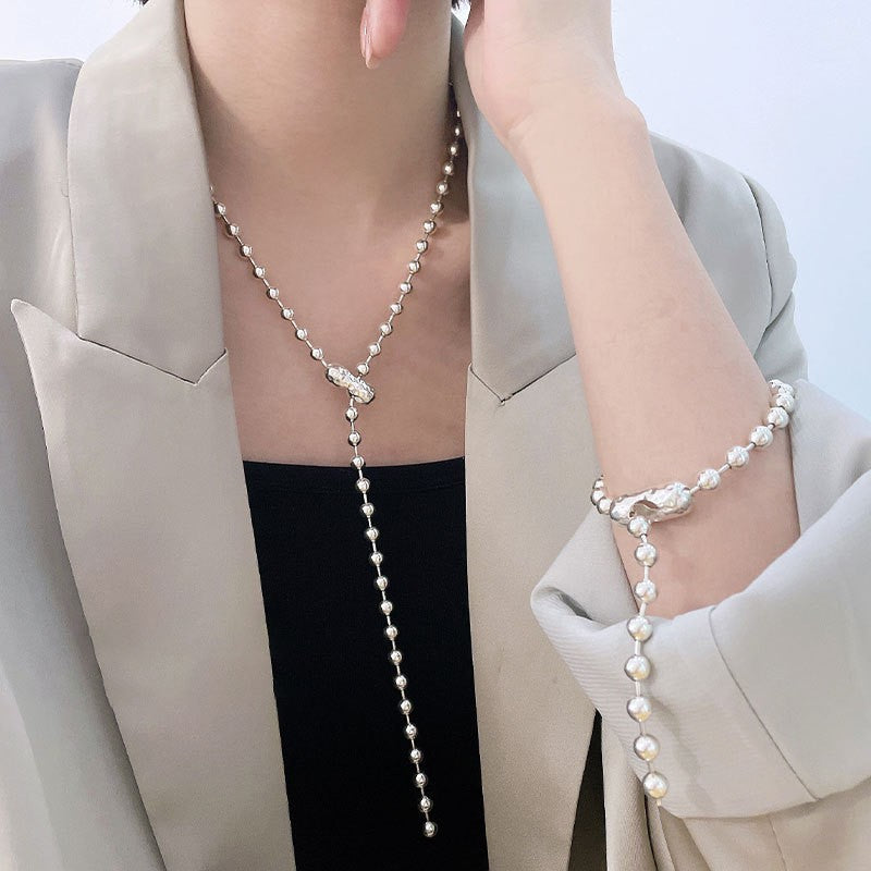 Double-layer Pearl Camellia Necklace - fairypeony