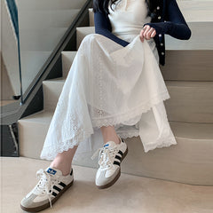 Aesthetic Lace Patchwork Maxi Skirt