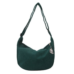 Solid Color Corduroy Shoulder Bag
