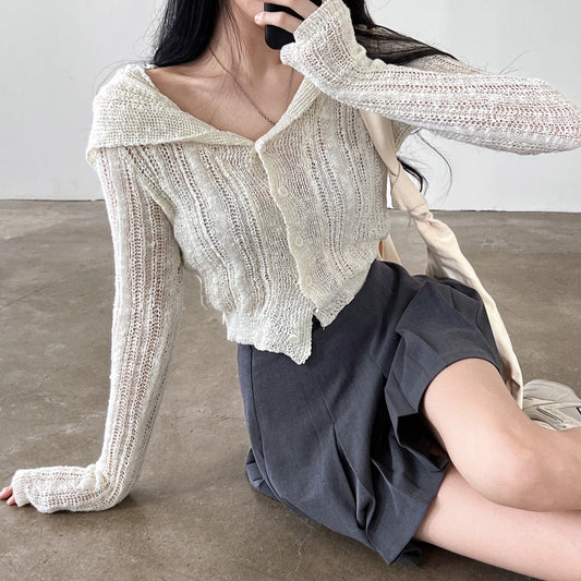 Vintage V-Neck Long Sleeve Knitted Cardigan