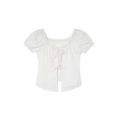 Fairy Lace Edge Puff Short Sleeve Blouse