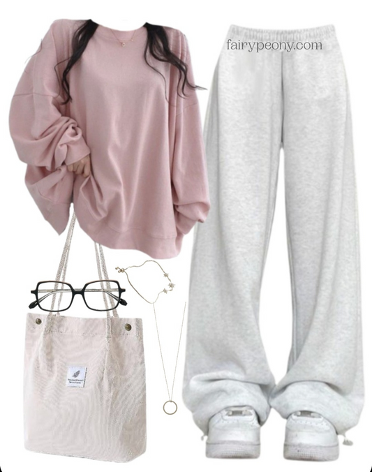 OOTD: Oversized Sweatshirt + Baggy Sweatpants + Tote Bag