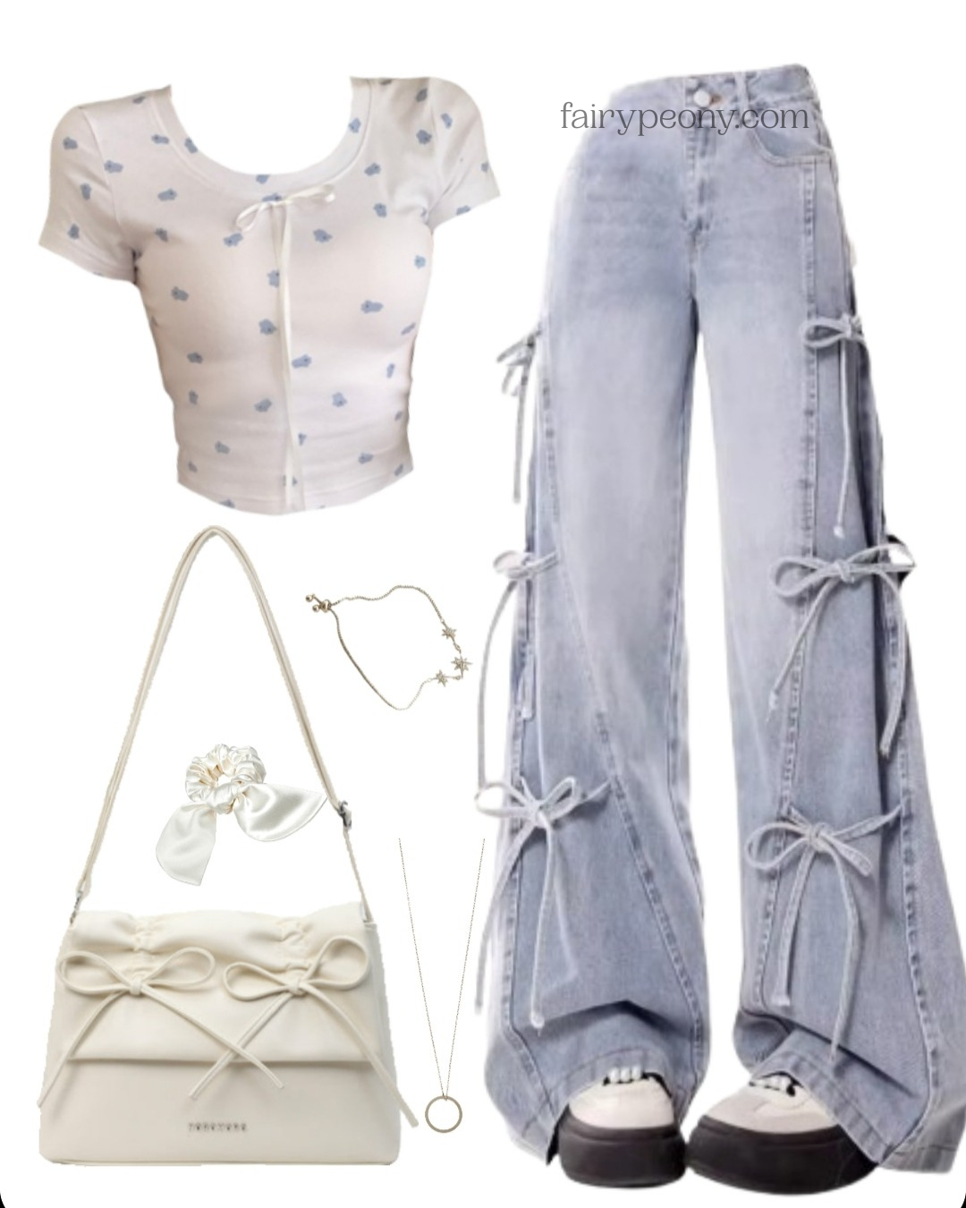 OOTD: Bow Knot Tee + Coquette Jeans + Shoulder Bag