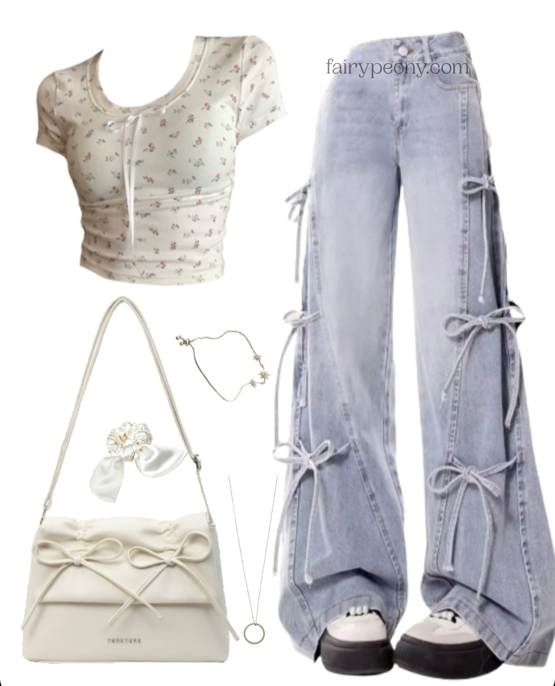 OOTD: Coquette Short Sleeve Tee + Wide Leg Jeans + Tote Bag