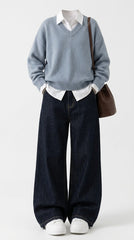 OOTD: Dark Academia Sweater + Vintage High Waist Washed Baggy Jeans