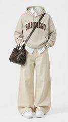 OOTD: Embroidered Logo Oversized Hoodie +Washed Baggy Jeans + Retro Crossbody Bag