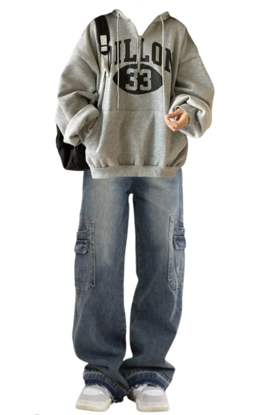 OOTD: Half Zip Up Hoodie + High Waist Cargo Jeans