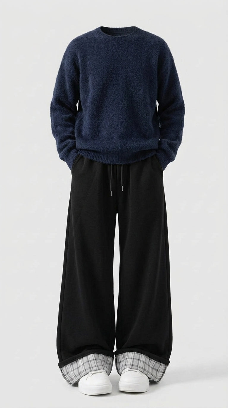 OOTD: High-End Loose Fit Pullover Sweater + Retro Streetwear Straight Leg Trousers