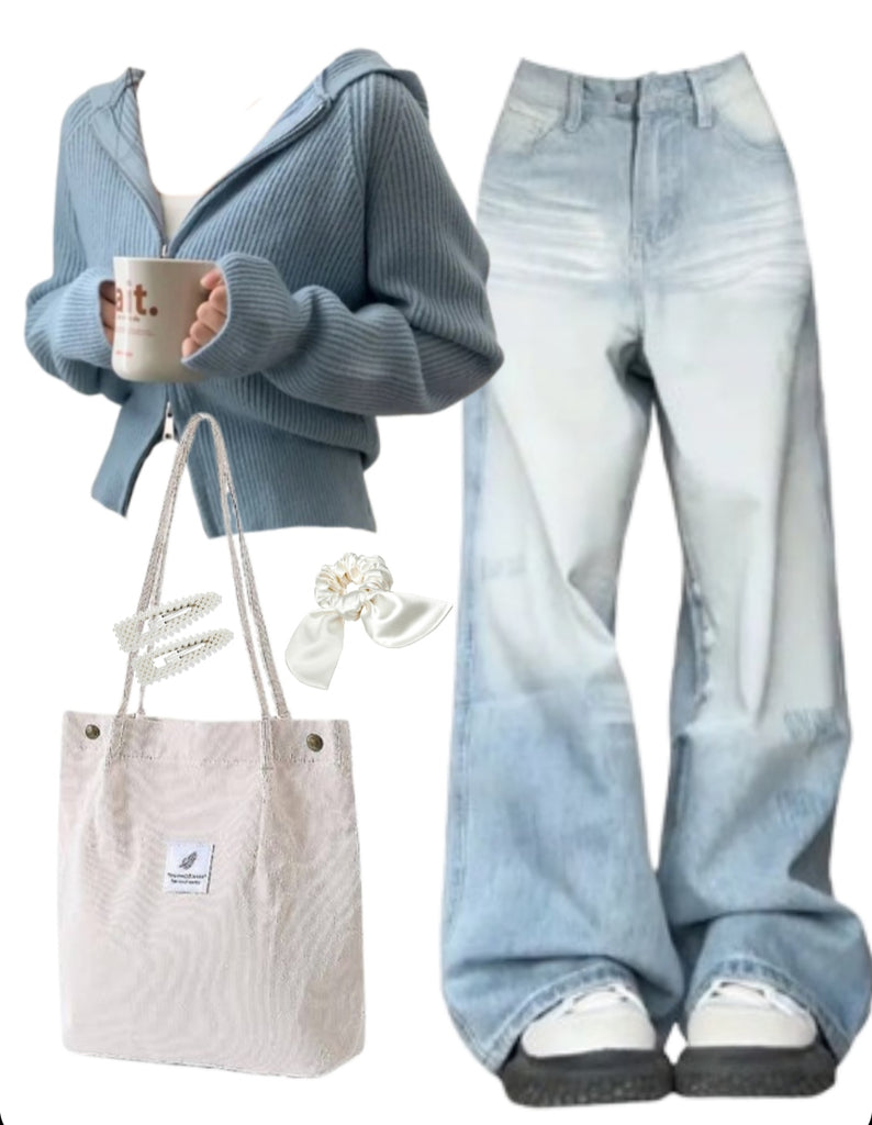 OOTD: Hooded Cardigan + Boyfriend Jeans + Tote Bag