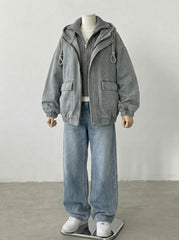 OOTD: Hooded Patchwork Denim Jacket  + Retro Wide-Leg Jeans