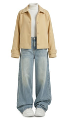 OOTD: Korean Style Wool-Blend Cardigan + Embroidered High-Waist Wide-Leg Jeans