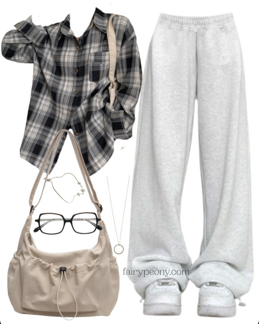 OOTD: Long Sleeve Blouse + Baggy Sweatpants + Crossbody Bag