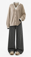 OOTD: Loose Fit Open-Front Sweater + Fleece-Lined Wide-Leg Pants