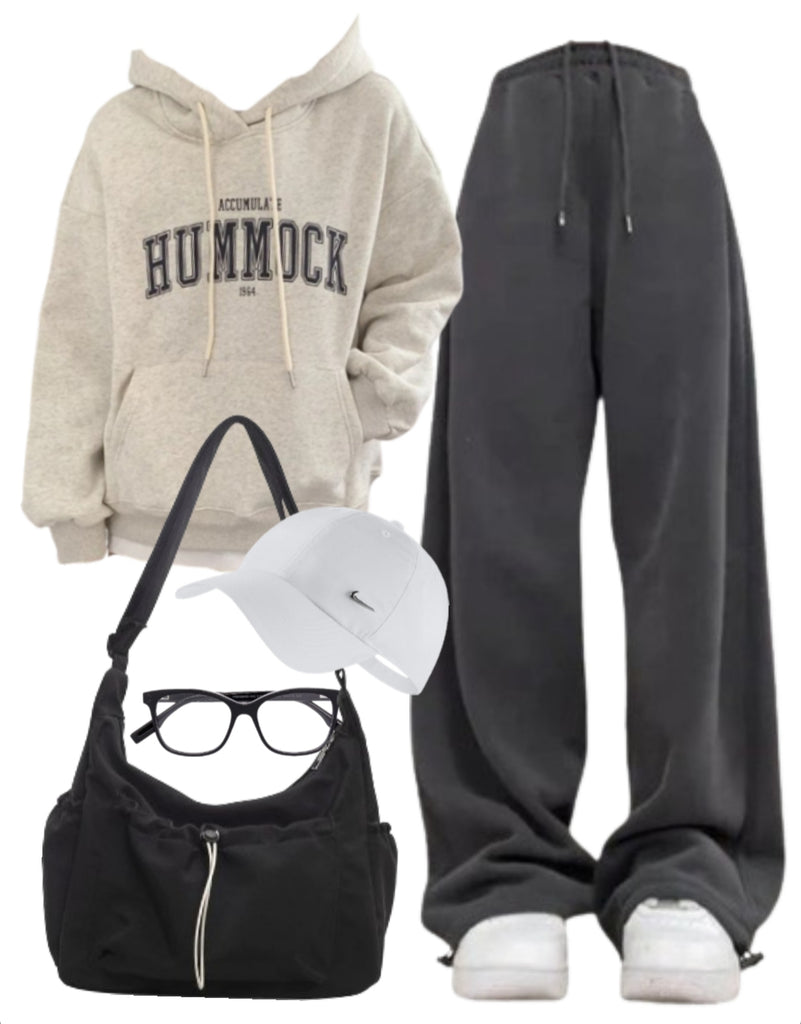 OOTD: Loose Hoodie + Baggy Sweatpants + Crossbody Bag