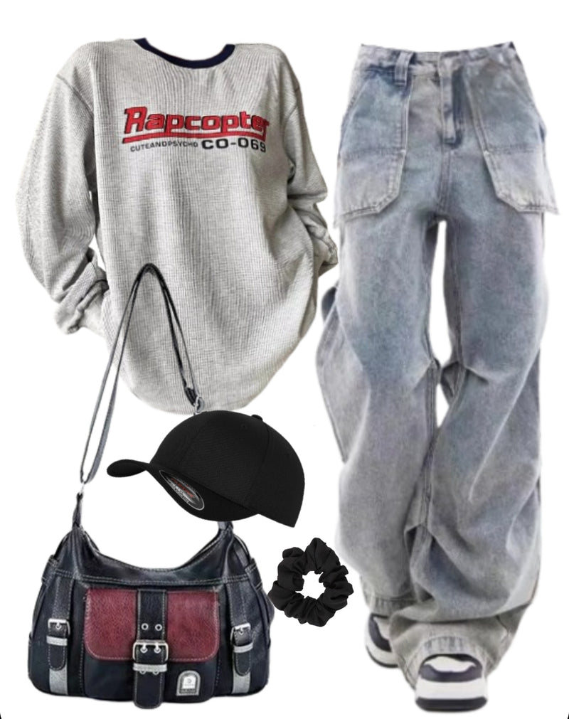 OOTD: Loose Sweatshirt + Cargo jeans + Y2 Crossbody Bag