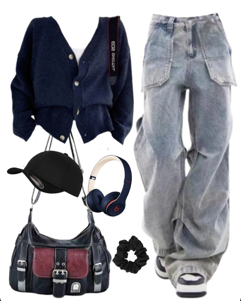 OOTD: Old Money Cardigan + Cargo Jeans + Crossbody Jeans