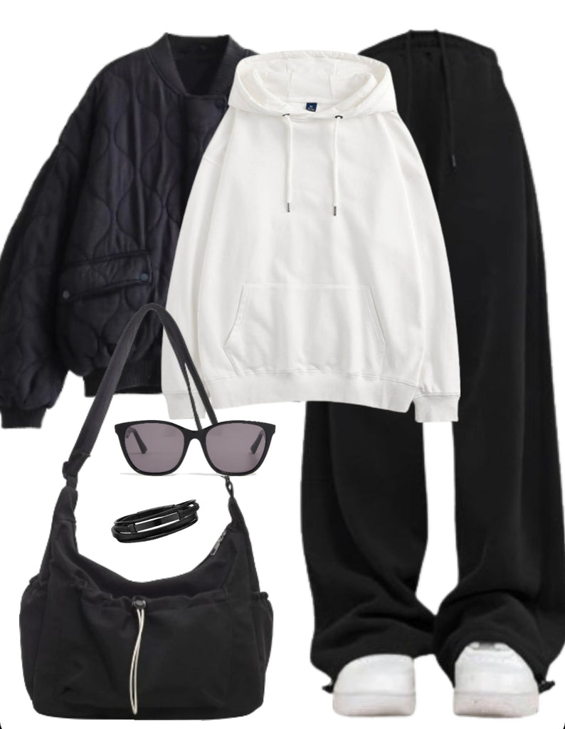 OOTD: Oversized Jacket + Hoodie + Baggy Sweatpants + Crossbody Bag