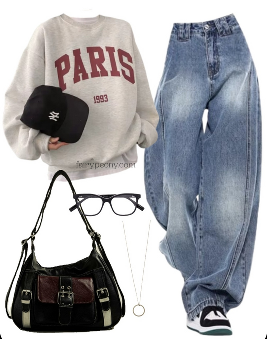 OOTD: Oversized Sweatshirt + Baggy Jeans + Crossbody Bag