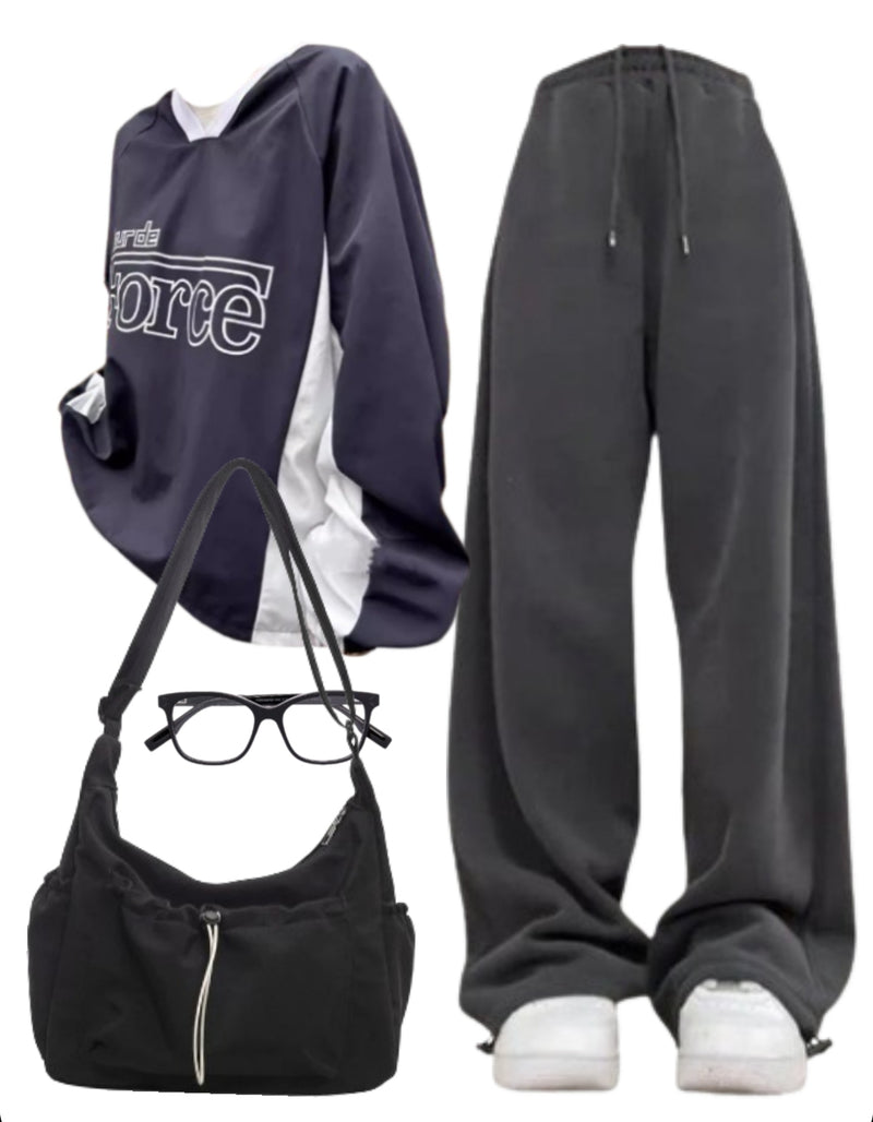 OOTD: Oversized Sweatshirt + Baggy Sweatpants + Crossbody Bag