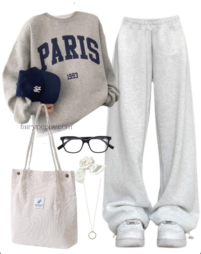 OOTD: Oversized Sweatshirt + Baggy Sweatpants + Tote Bag
