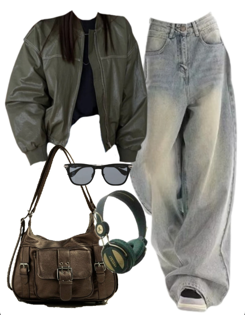 OOTD: Pu Leather Jacket + Boyfriend Jeans + Crossbody Bag