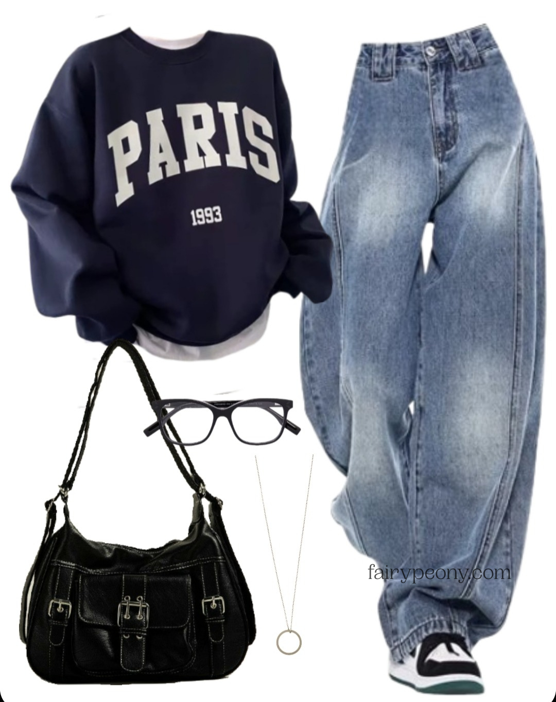 OOTD: Pullover Sweatshirt + Boyfriend Jeans + Y2K Crossbody Bag