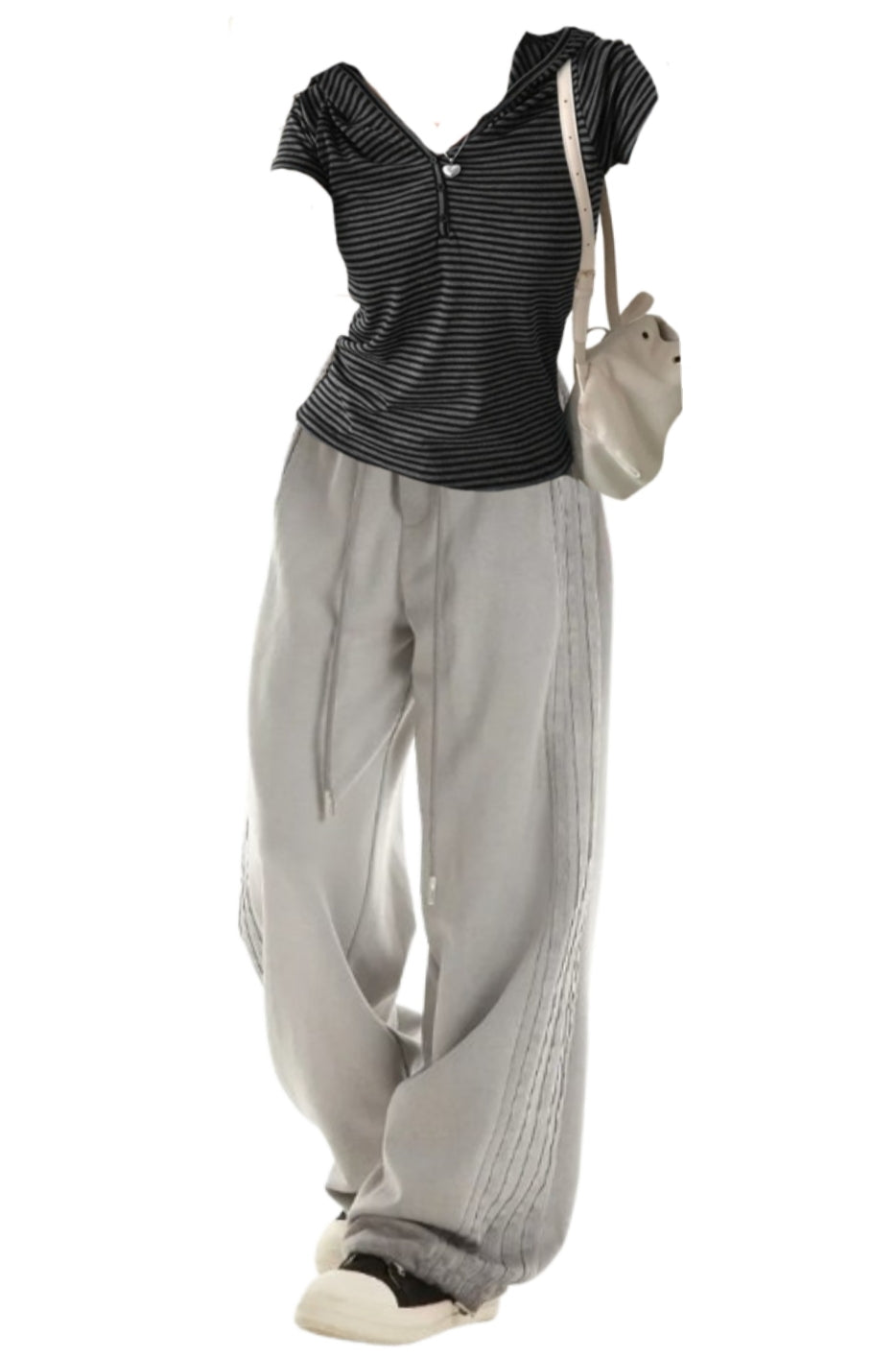 OOTD: Striped Short Sleeve Tee + Wide Leg Sweatpants