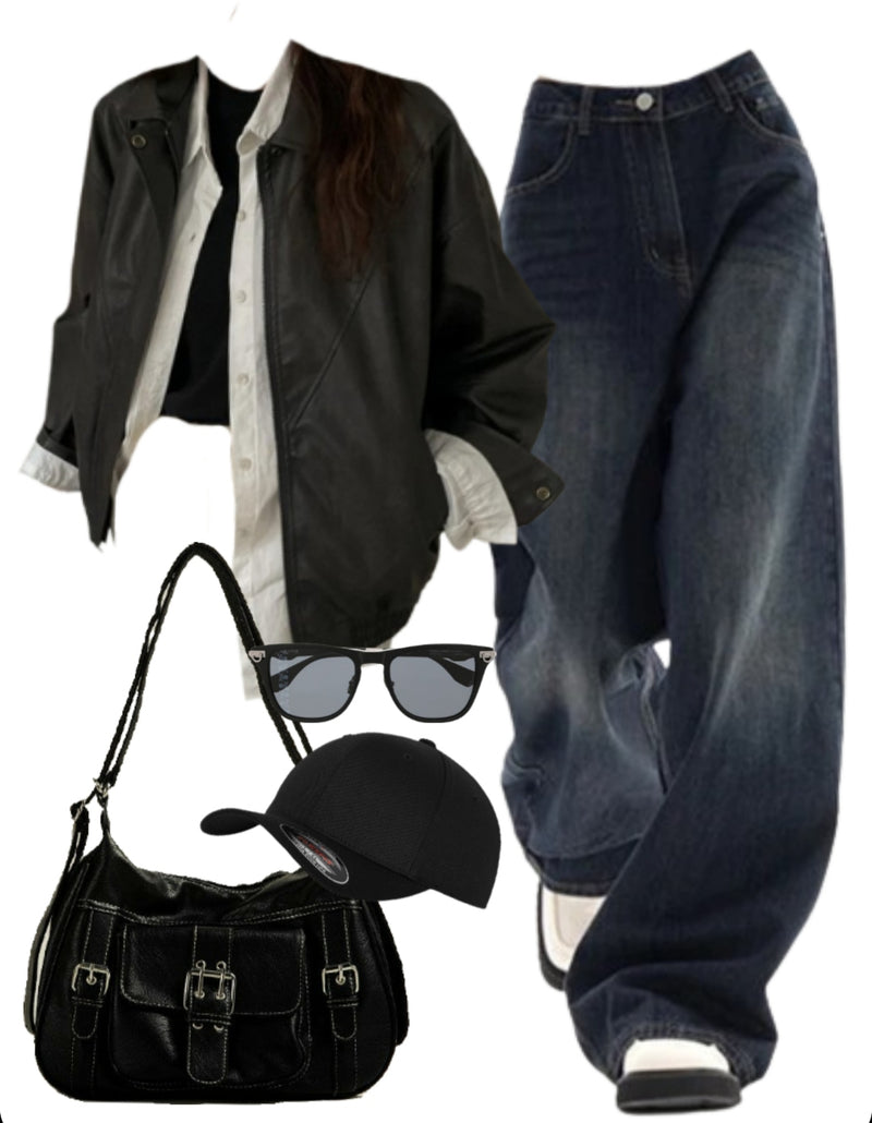 OOTD: Vintage Zip Up Jacket + Boyfriend Jeans + Crossbody Bag