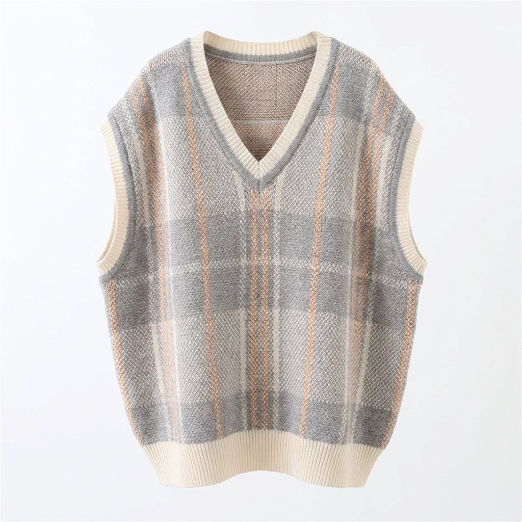 Vintage Plaid Knit Vest