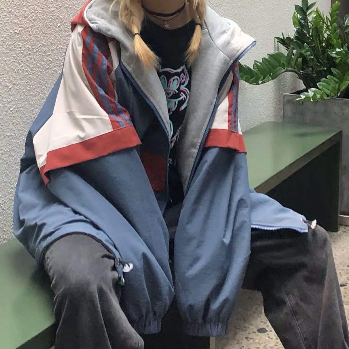 Oversized Reverse Hooded Jacket - fairypeony