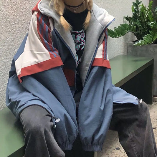 Oversized Reverse Hooded Jacket - fairypeony