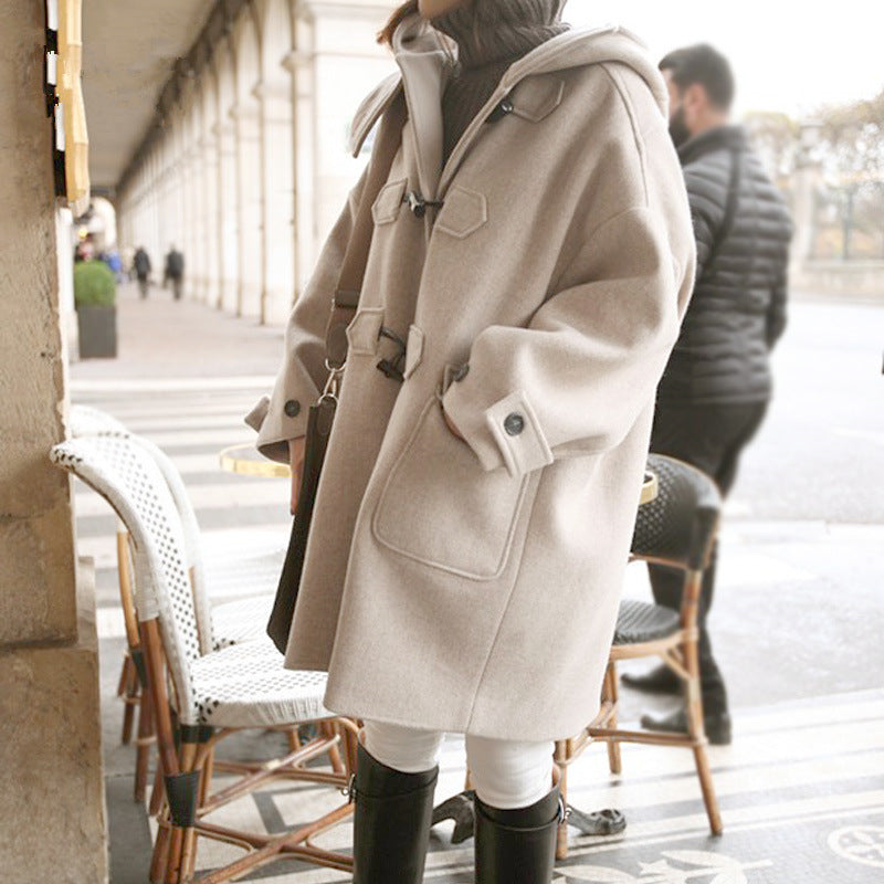 Padded Wool Blend Hooded Long Coat - fairypeony