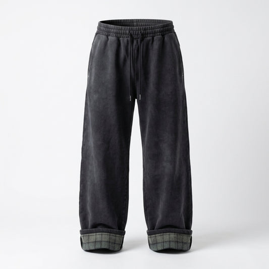 Y2K Wide-Leg Patchwork Pants – Retro Streetwear Straight Leg Trousers