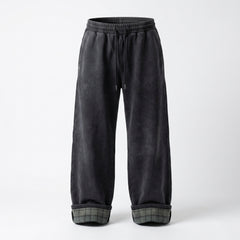 Y2K Wide-Leg Patchwork Pants – Retro Streetwear Straight Leg Trousers