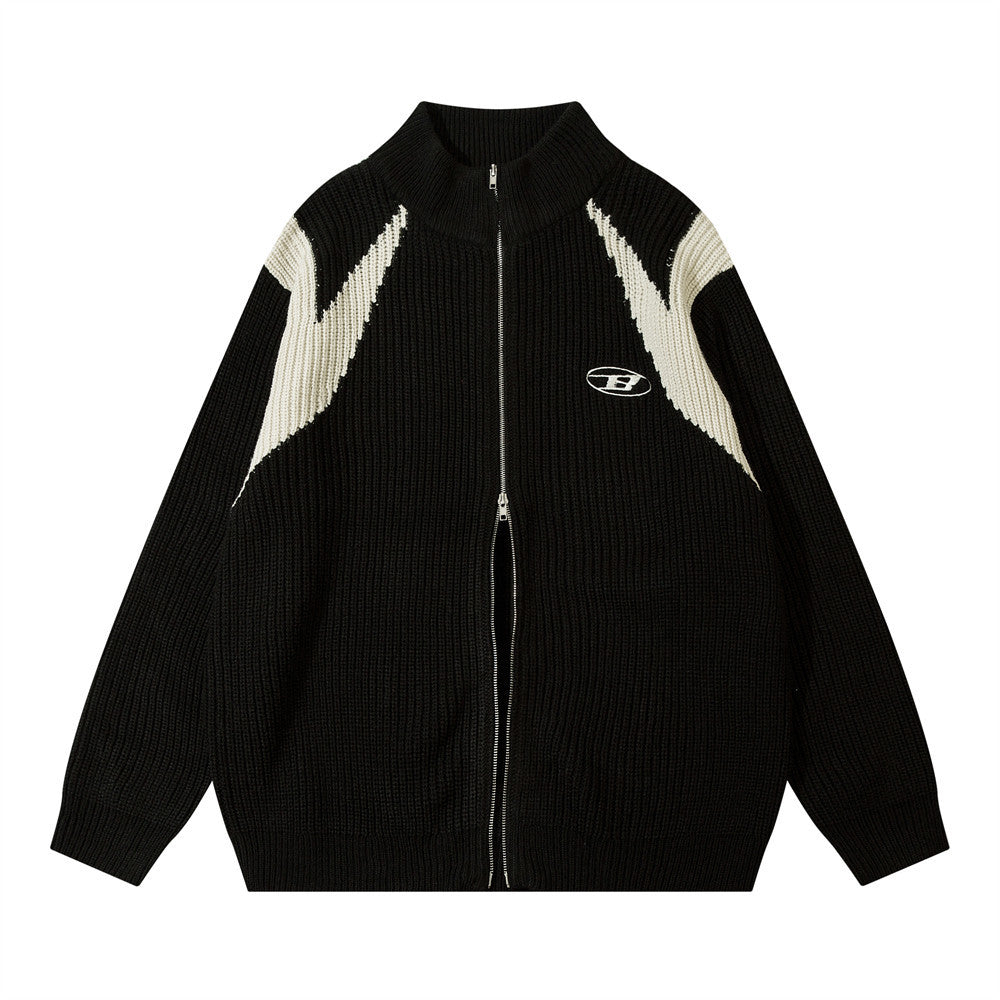 Patchwork Oversized Zip Up Cardigan - fairypeony
