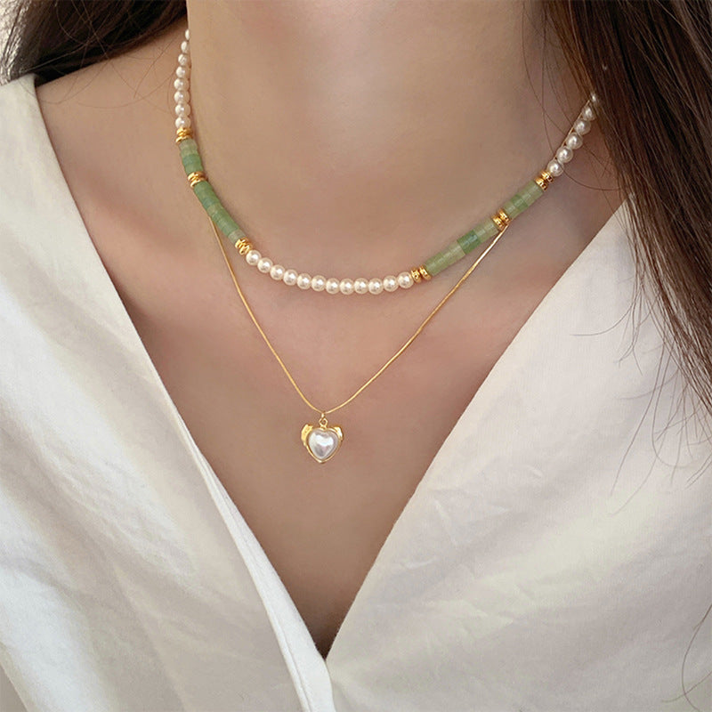 Pearled Heart Necklace - fairypeony