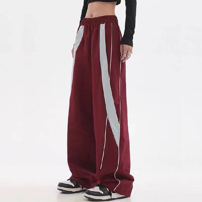 Piping Patchwork Baggy Sweatpants - fairypeony
