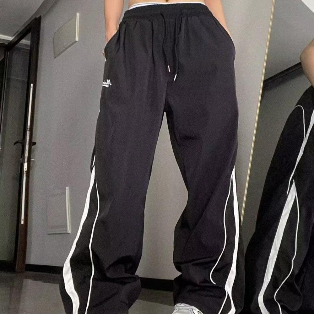 Piping Side Stripe Baggy Sweatpants - fairypeony