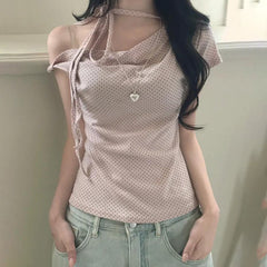 OOTD: Polka Dot Short Sleeve Tee + Ruffled Fairy Lace Maxi Skirt - fairypeony