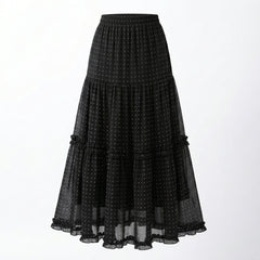 Polka Dot ruffles Maxi Skirt