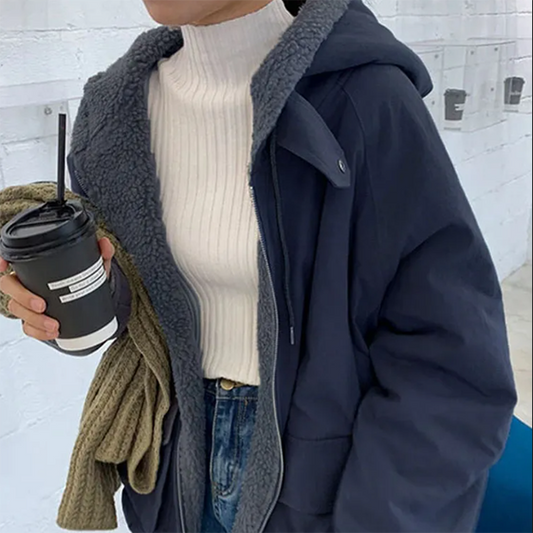 Preppy Reversible Lambswool Hooded Jacket - fairypeony