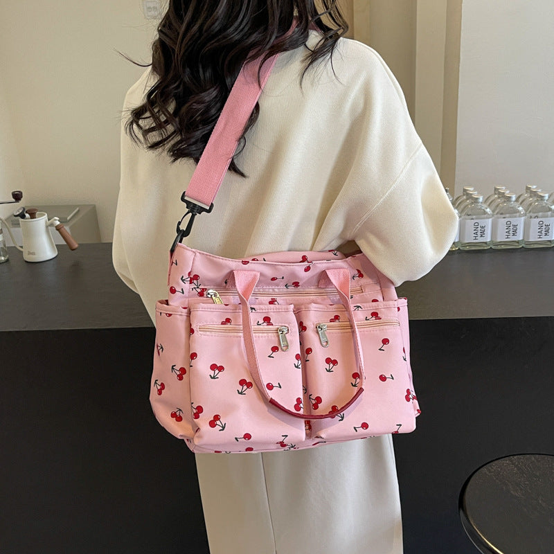 Printed Cherry Large Capacity Shoulder Bag