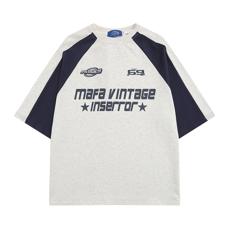 Raglan Short Sleeve Patchwork T-shirt