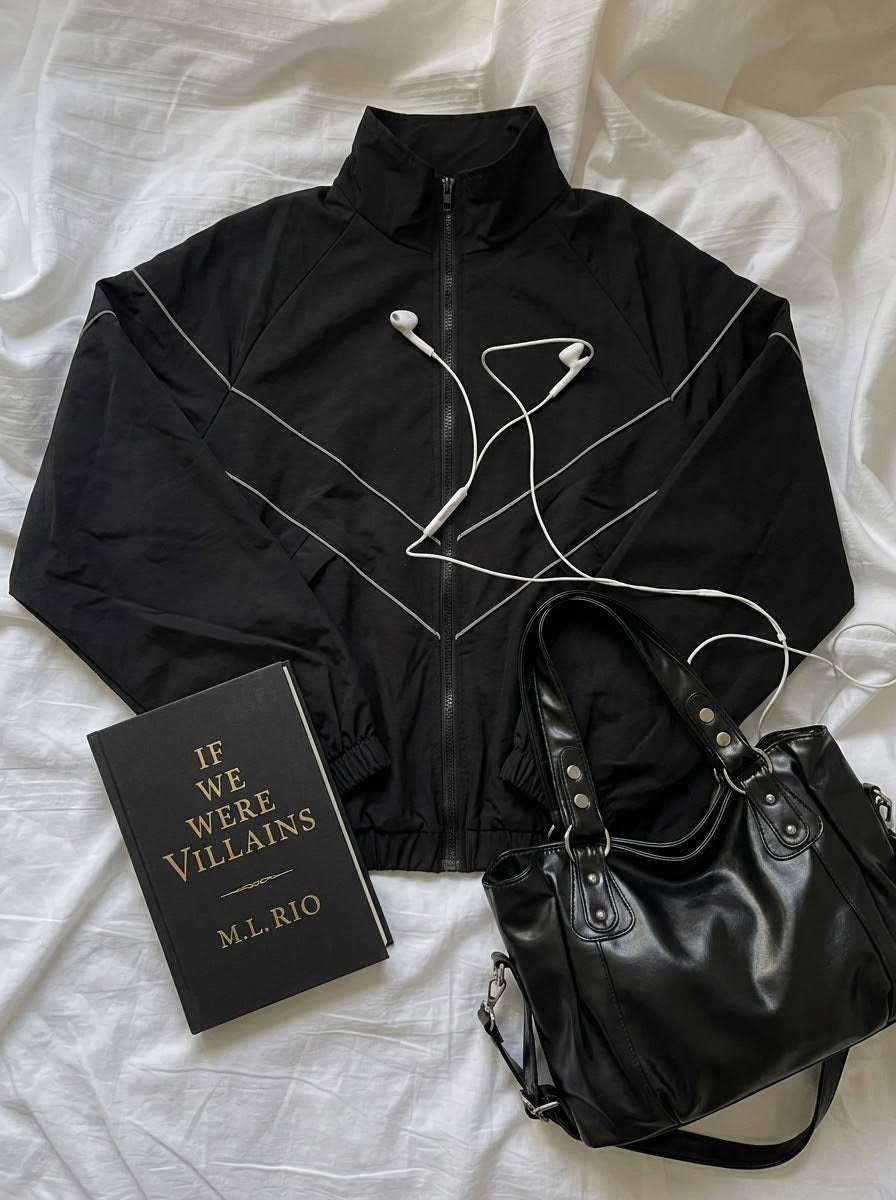 Reflective Windproof Sports Jacket +Retro Crossbody Bag