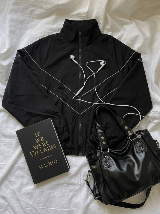 Reflective Windproof Sports Jacket +Retro Crossbody Bag
