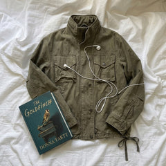 Retro Loose Stand Collar Jacket – 95% Cotton Work Jacket in Brown Green