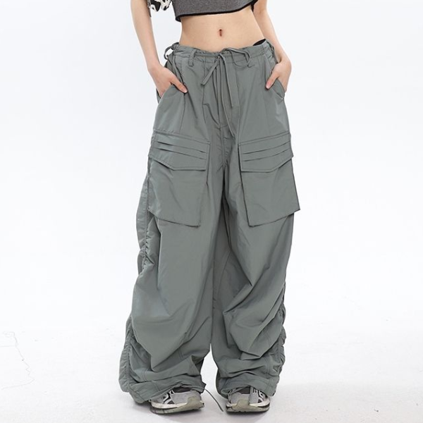 Ruched Y2K Baggy Cargo Pants - fairypeony