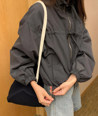 Closed Ribbon Two-Way Windbreaker Jacket - fairypeony