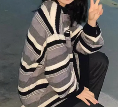 Vintage Striped Oversized Sweater - fairypeony