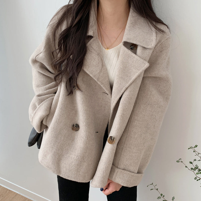 Shawl Collar Double Breasted Loose Jacket